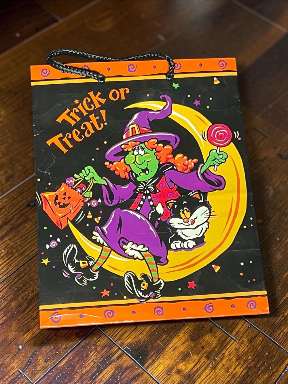 Vintage 1997 Jeanmarie Halloween Witch Black Cat Gift Bag 90s
